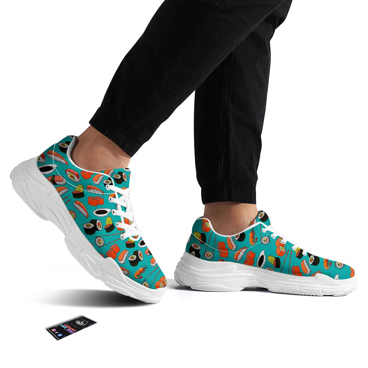 Rolls And Salmon Sushi Print Pattern White Chunky Shoes-grizzshop