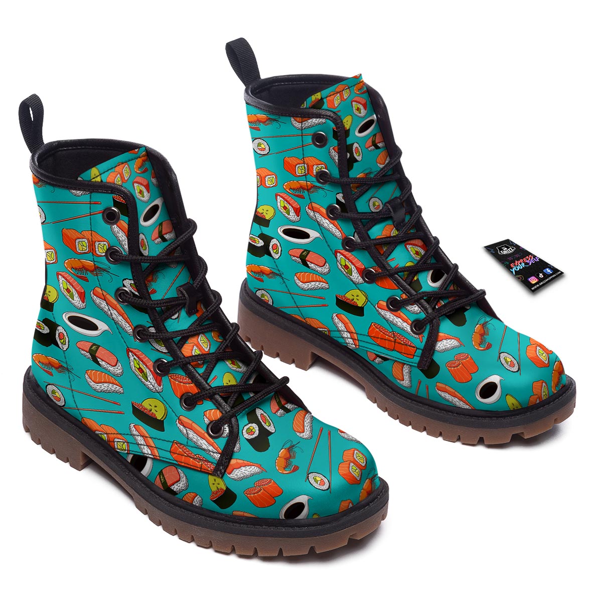 Rolls And Salmon Sushi Print Pattern Work Boots-grizzshop