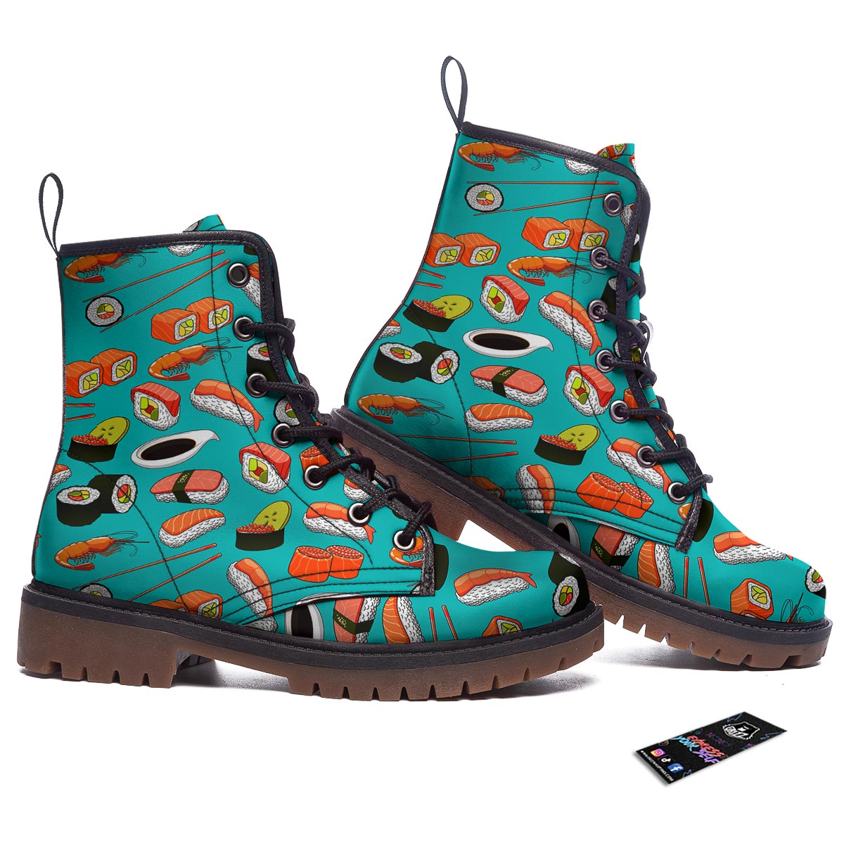 Rolls And Salmon Sushi Print Pattern Work Boots-grizzshop