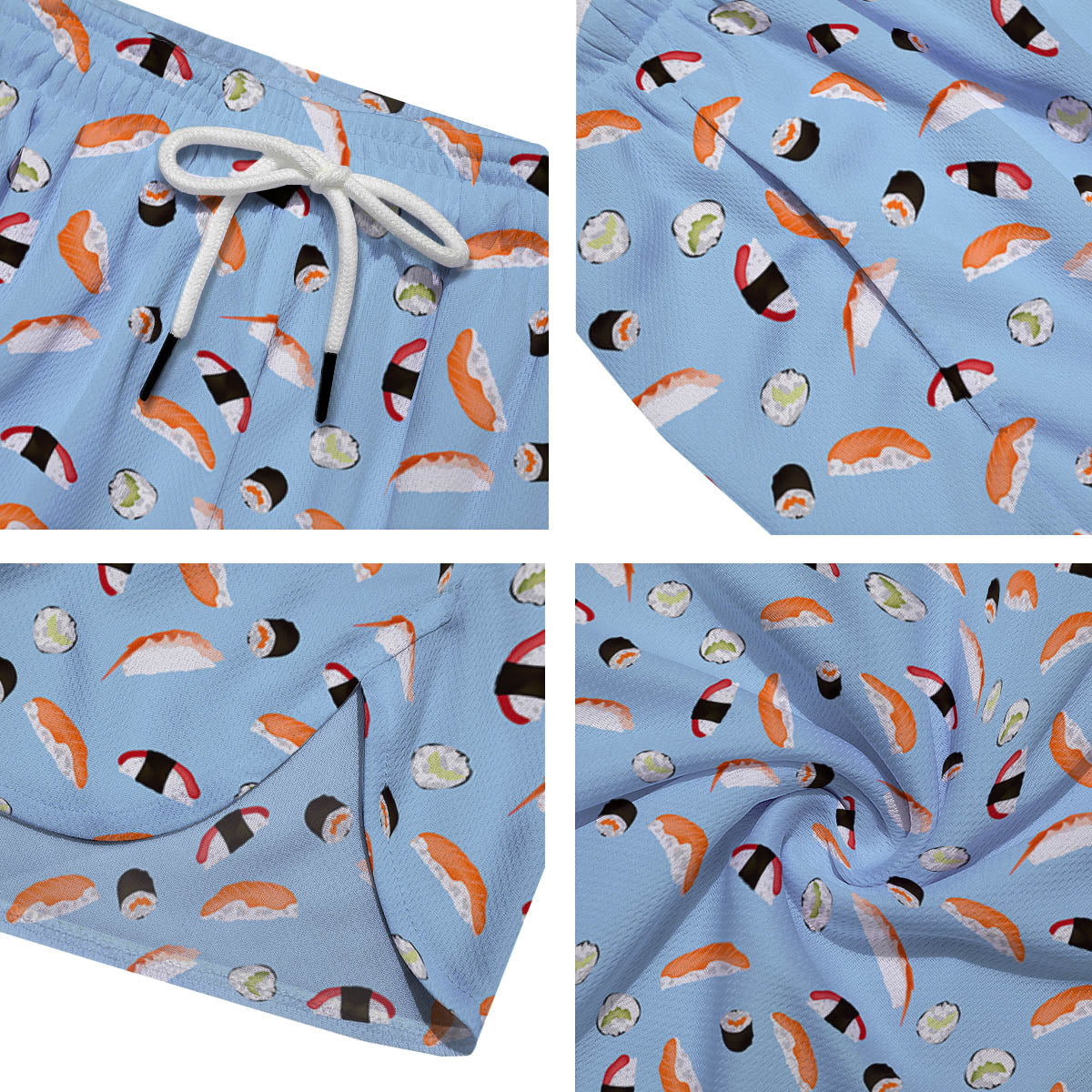 Rolls And Sushi Colorful Print Pattern Men's Running Shorts-grizzshop