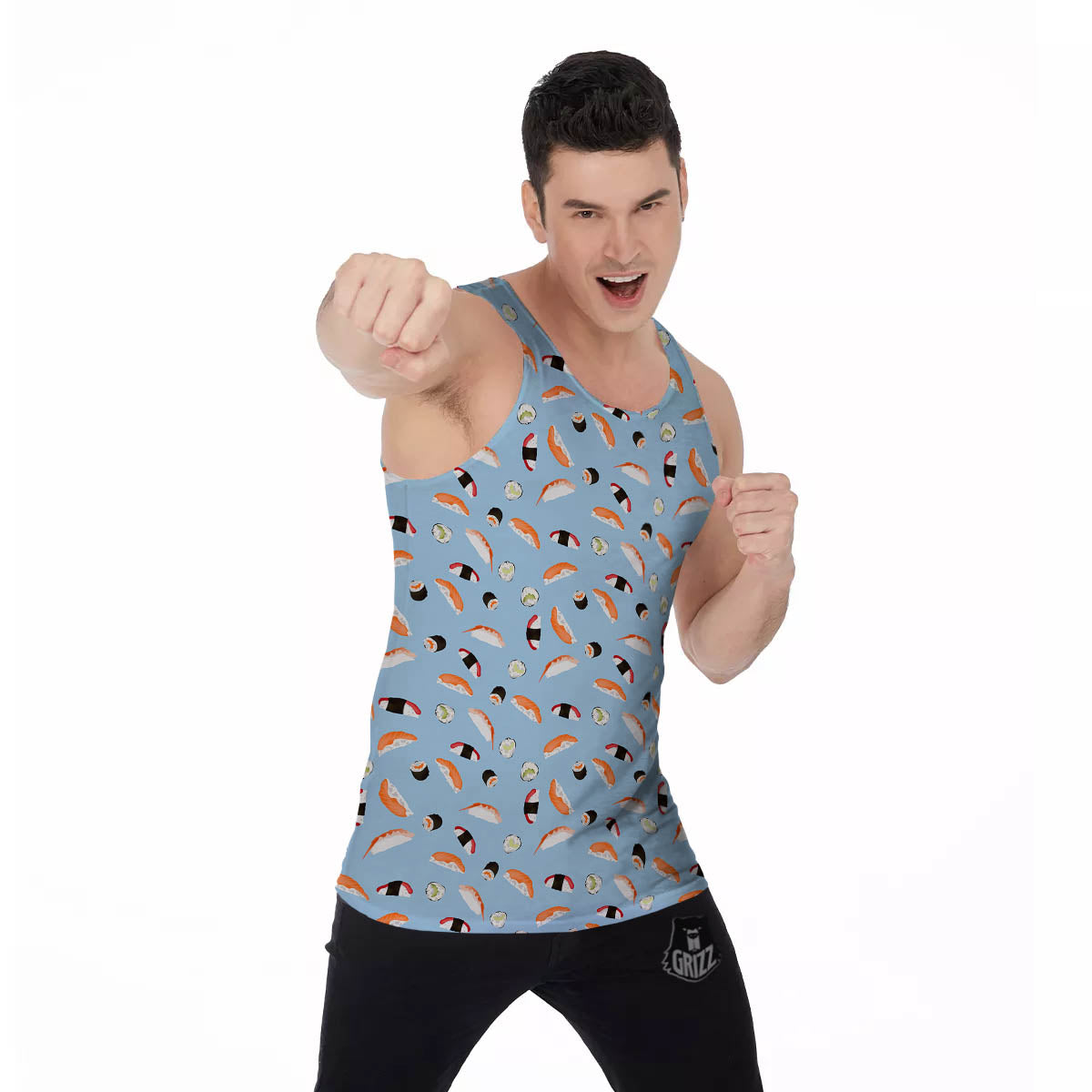 Rolls And Sushi Colorful Print Pattern Men's Tank Top-grizzshop