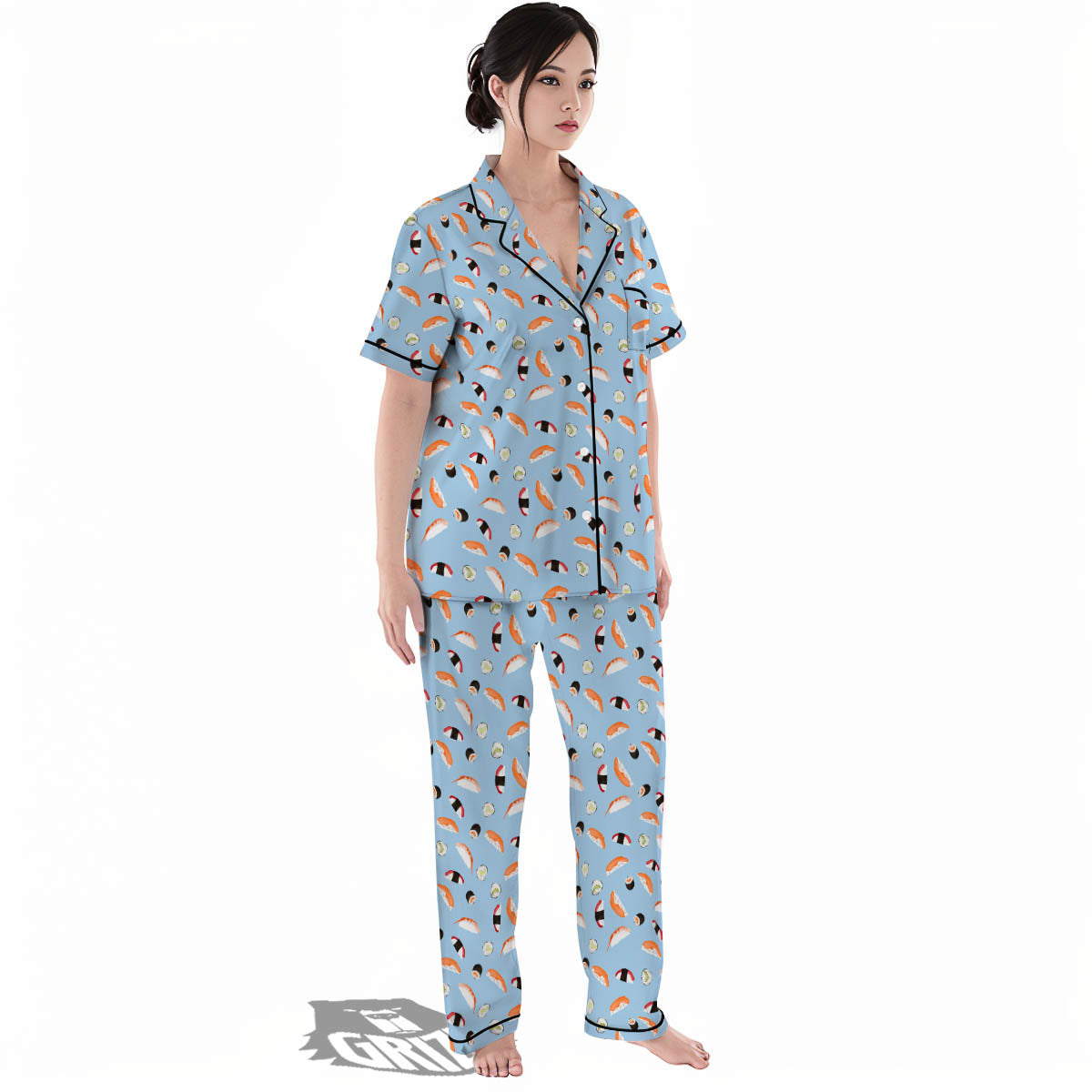 Rolls And Sushi Colorful Print Pattern Women's Pajamas Set-grizzshop
