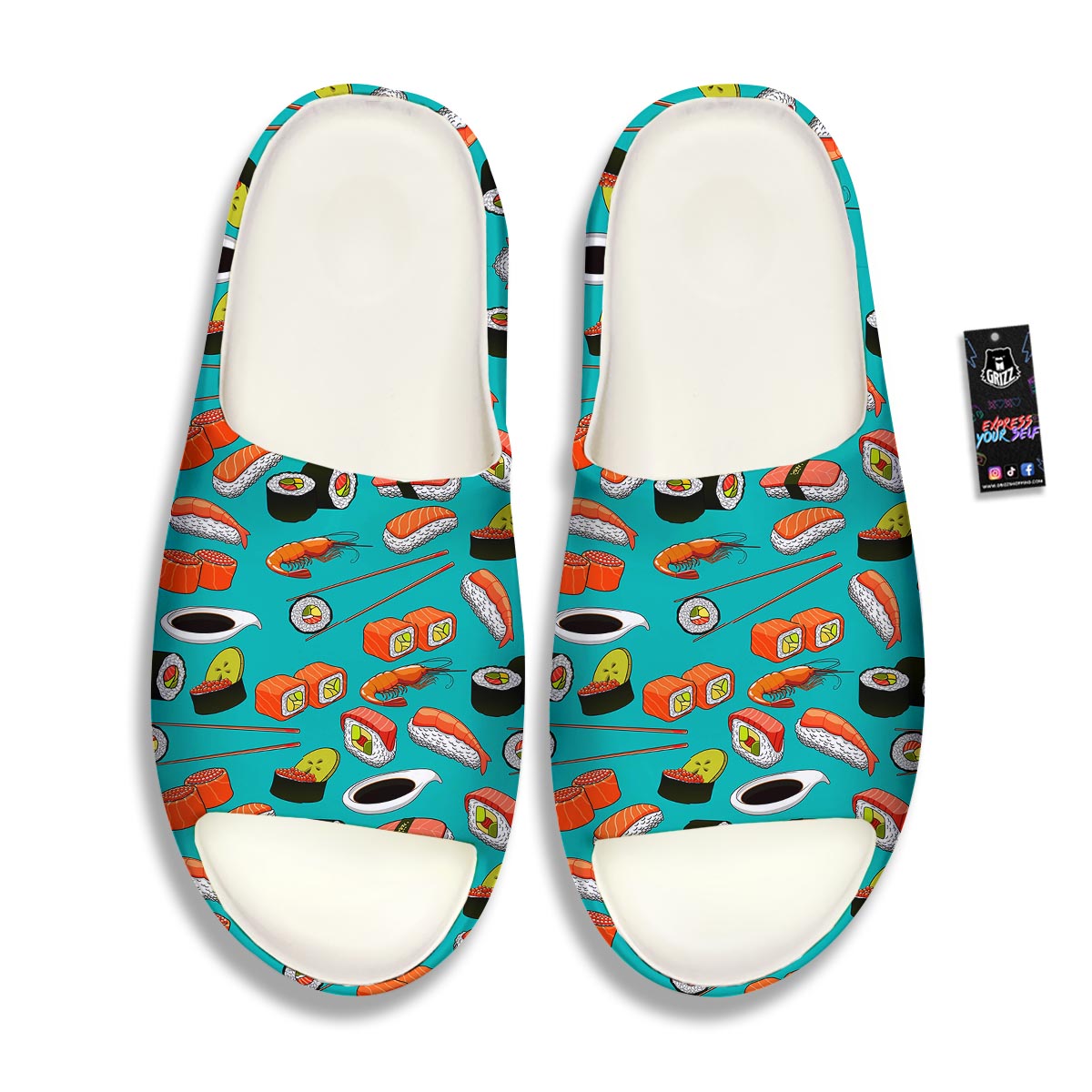 Rolls And Salmon Sushi Print Pattern Sandals-grizzshop