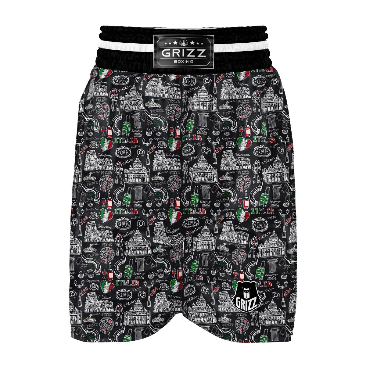 Rome Italy Pattern Print Boxing Shorts-grizzshop