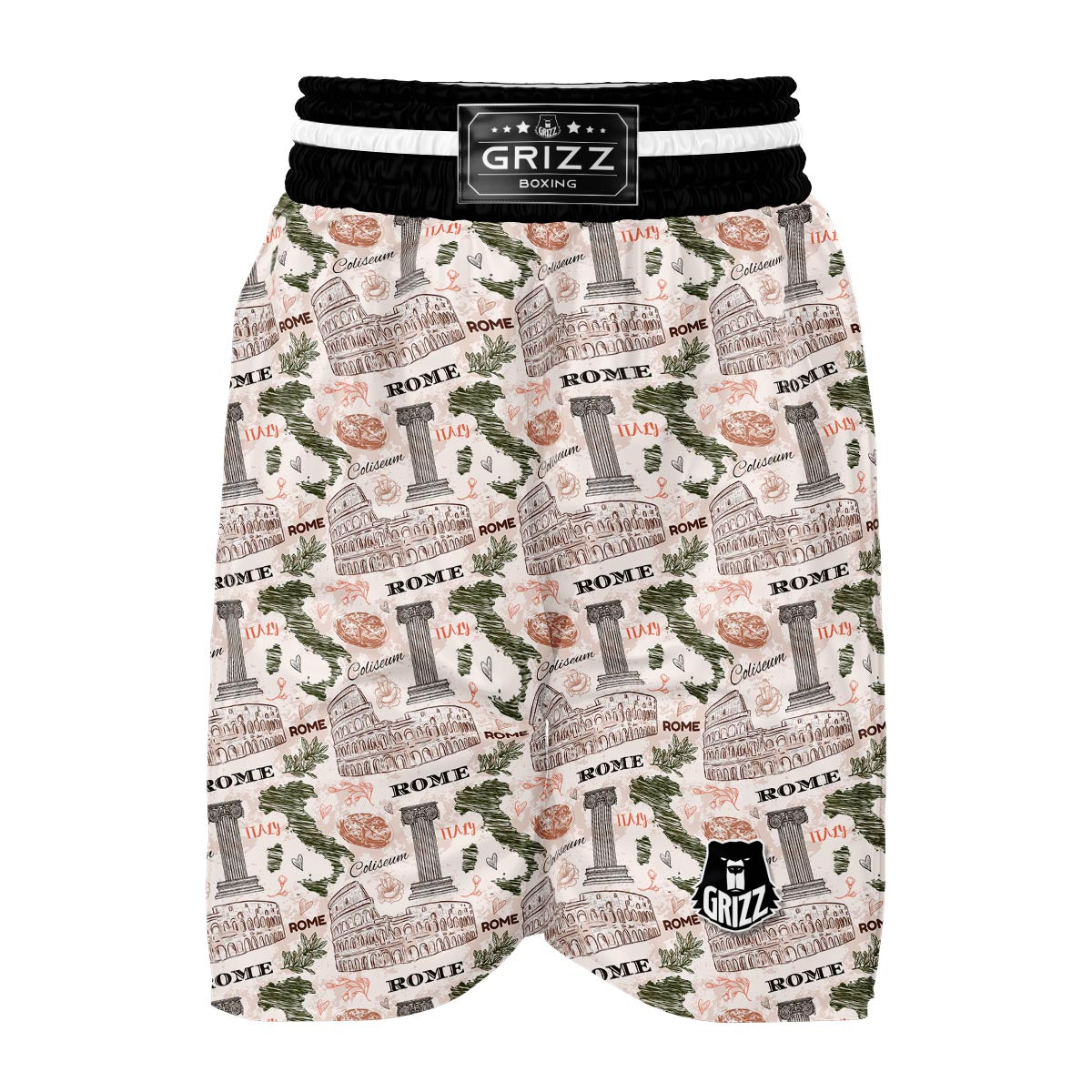 Rome Print Pattern Boxing Shorts-grizzshop
