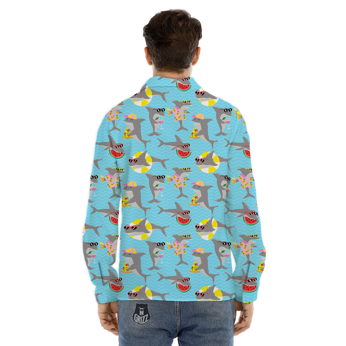 Rooster Black And White Print Pattern Men's Dress Shirts-grizzshop