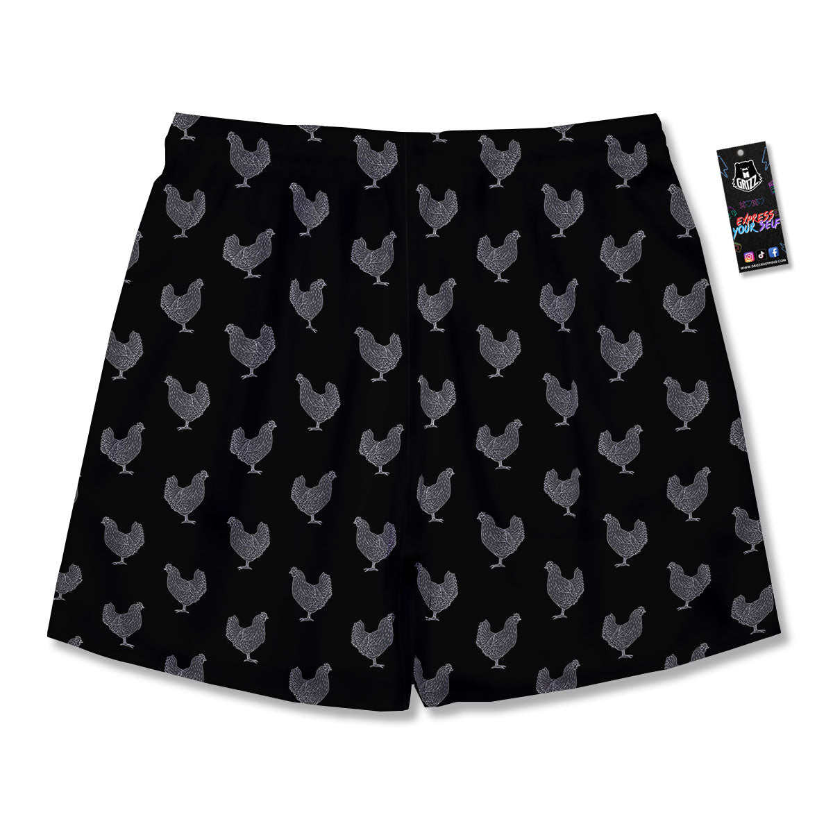 Rooster Black And White Print Pattern Men's Running Shorts-grizzshop