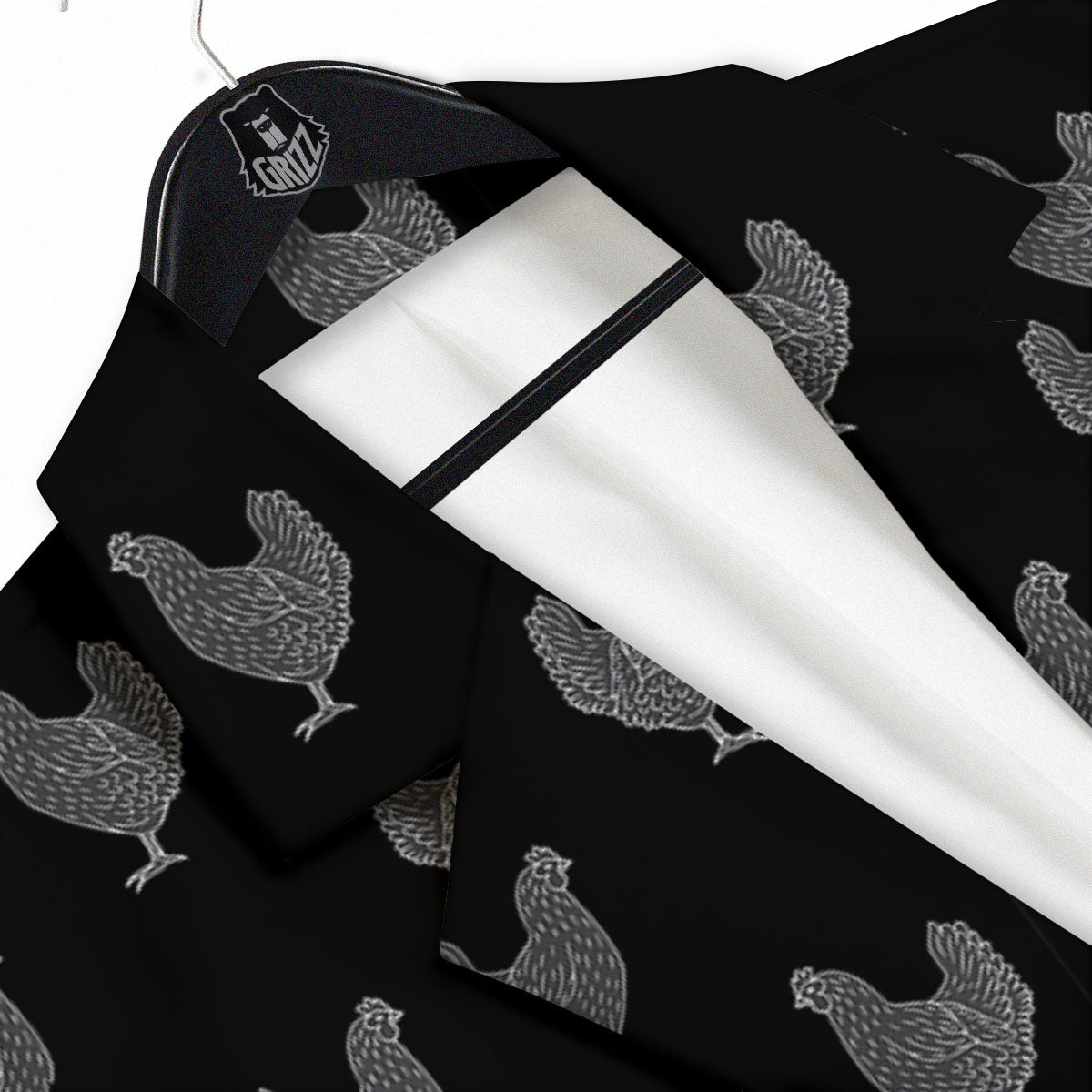 Rooster Black And White Print Pattern Men's Sport Coat-grizzshop