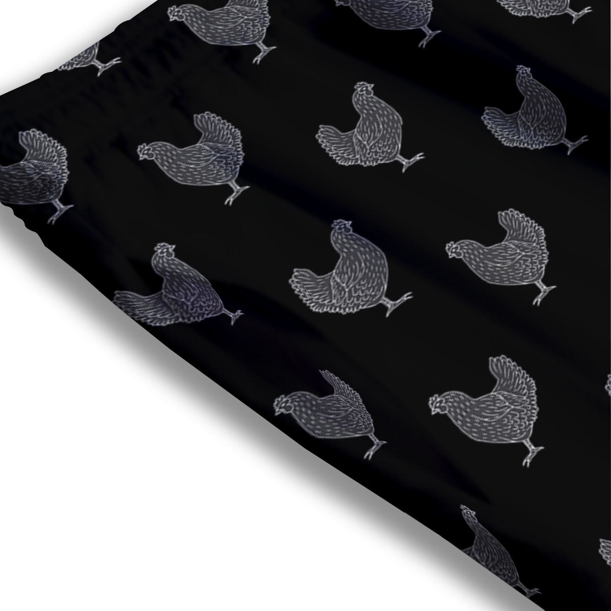 Rooster Embroidery Print Pattern Mesh Shorts