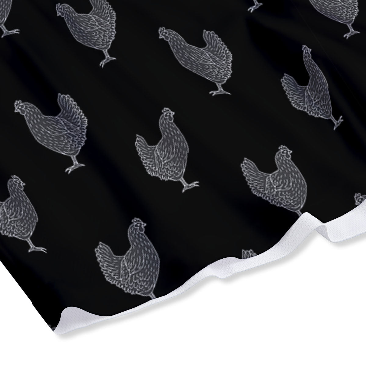 Rooster Embroidery Print Pattern Mesh Shorts