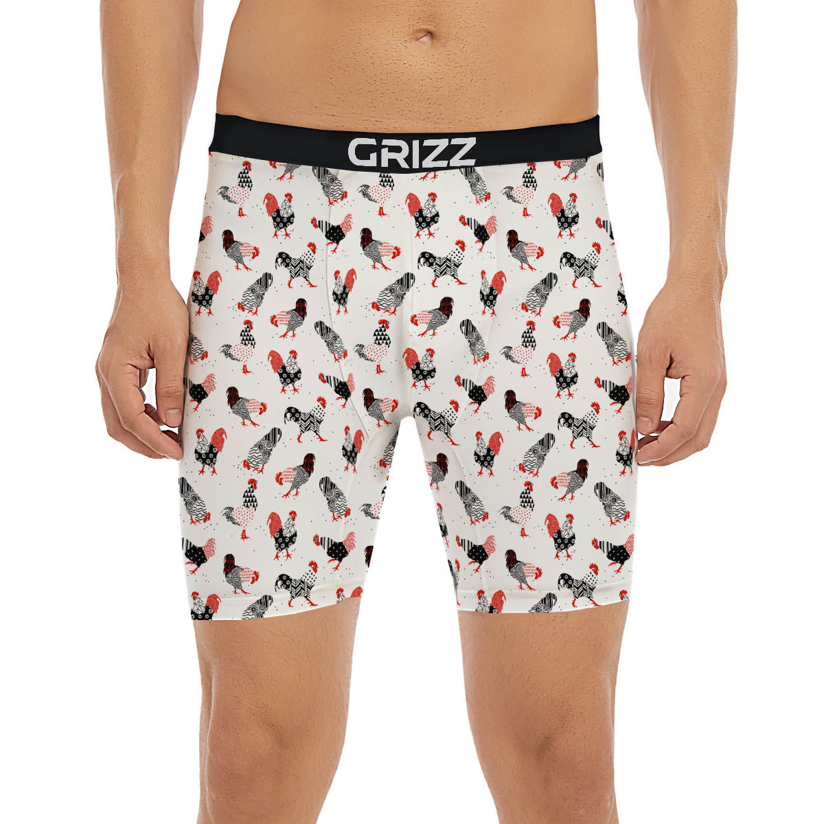 Rooster Chinese Print Pattern Boxer Briefs-grizzshop