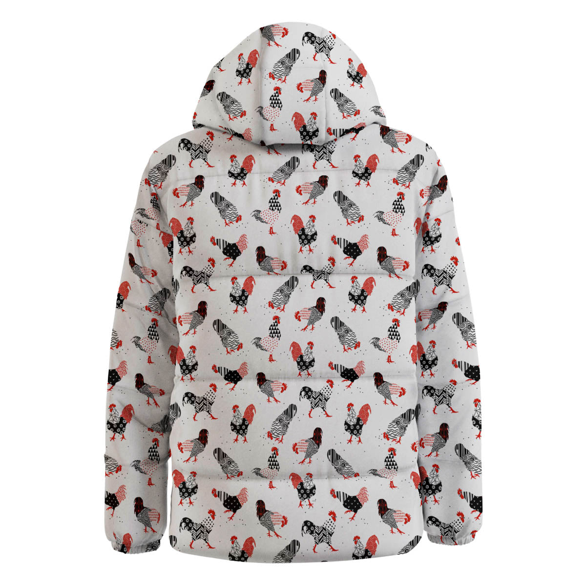 Rooster Chinese Print Pattern Down Jacket-grizzshop