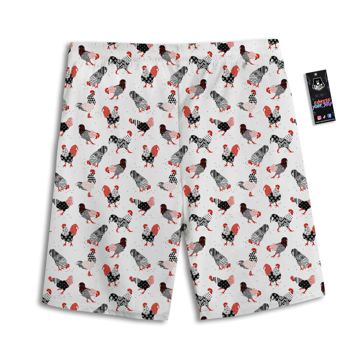 Rooster Chinese Print Pattern Men's Athletic Shorts