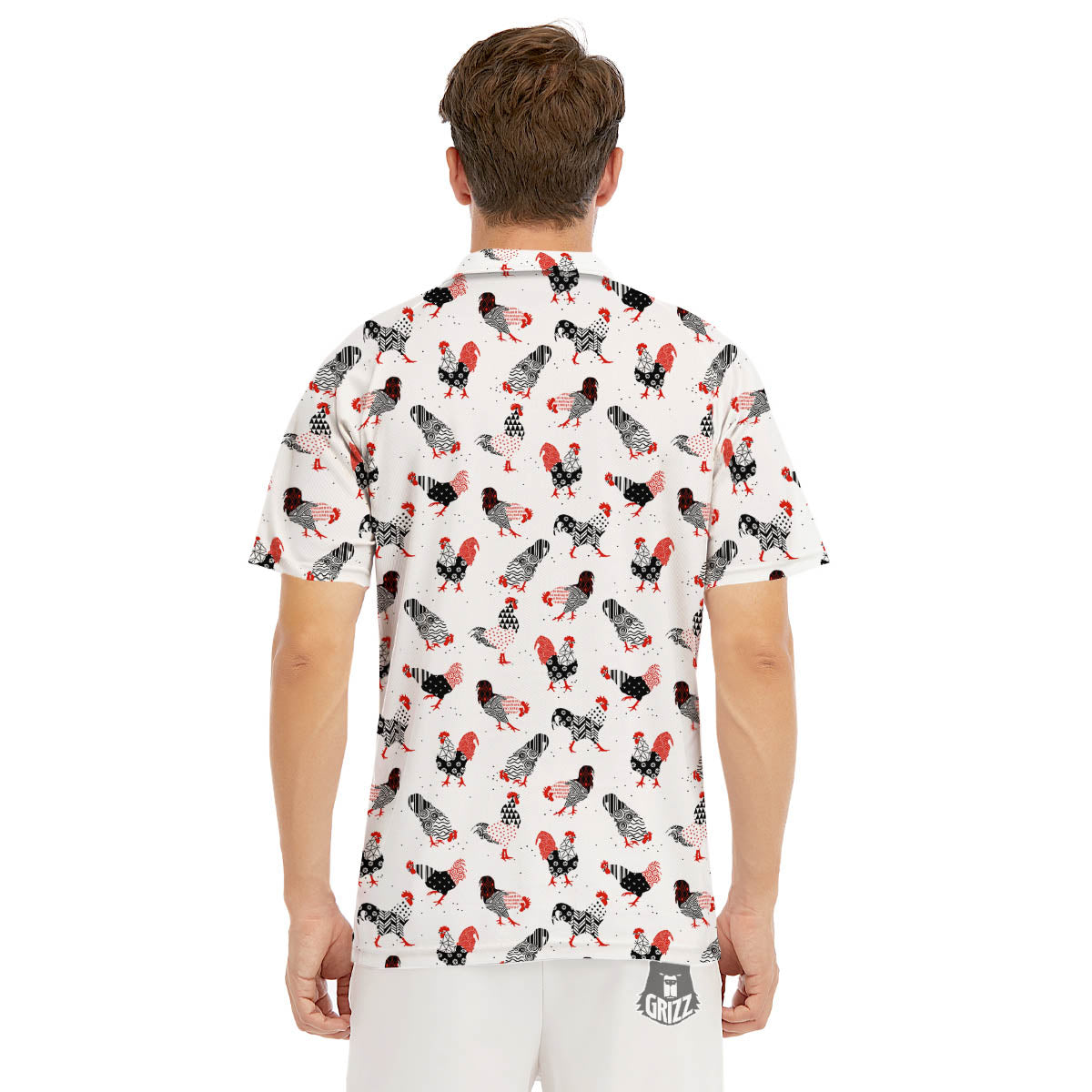 Rooster Chinese Print Pattern Men's Golf Shirts-grizzshop