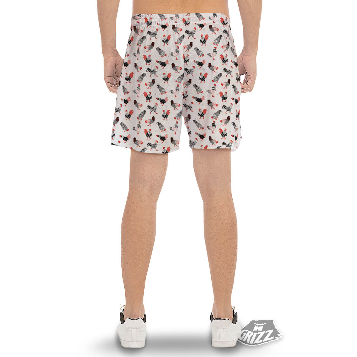 Rooster Chinese Print Pattern Men's Gym Shorts-grizzshop