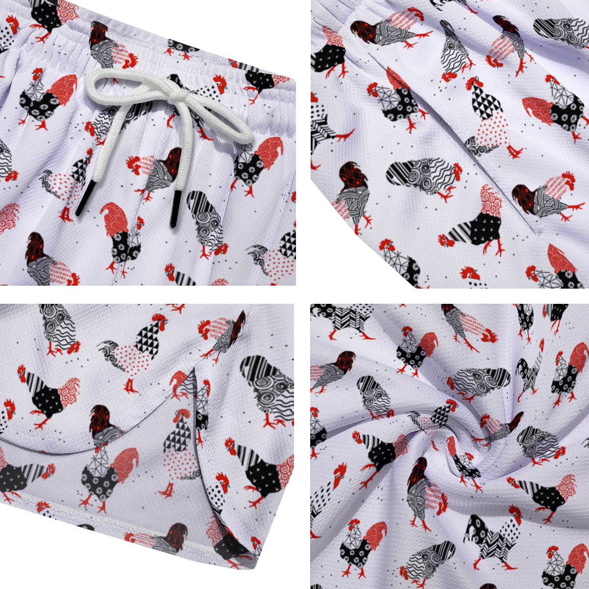 Rooster Chinese Print Pattern Men's Running Shorts-grizzshop