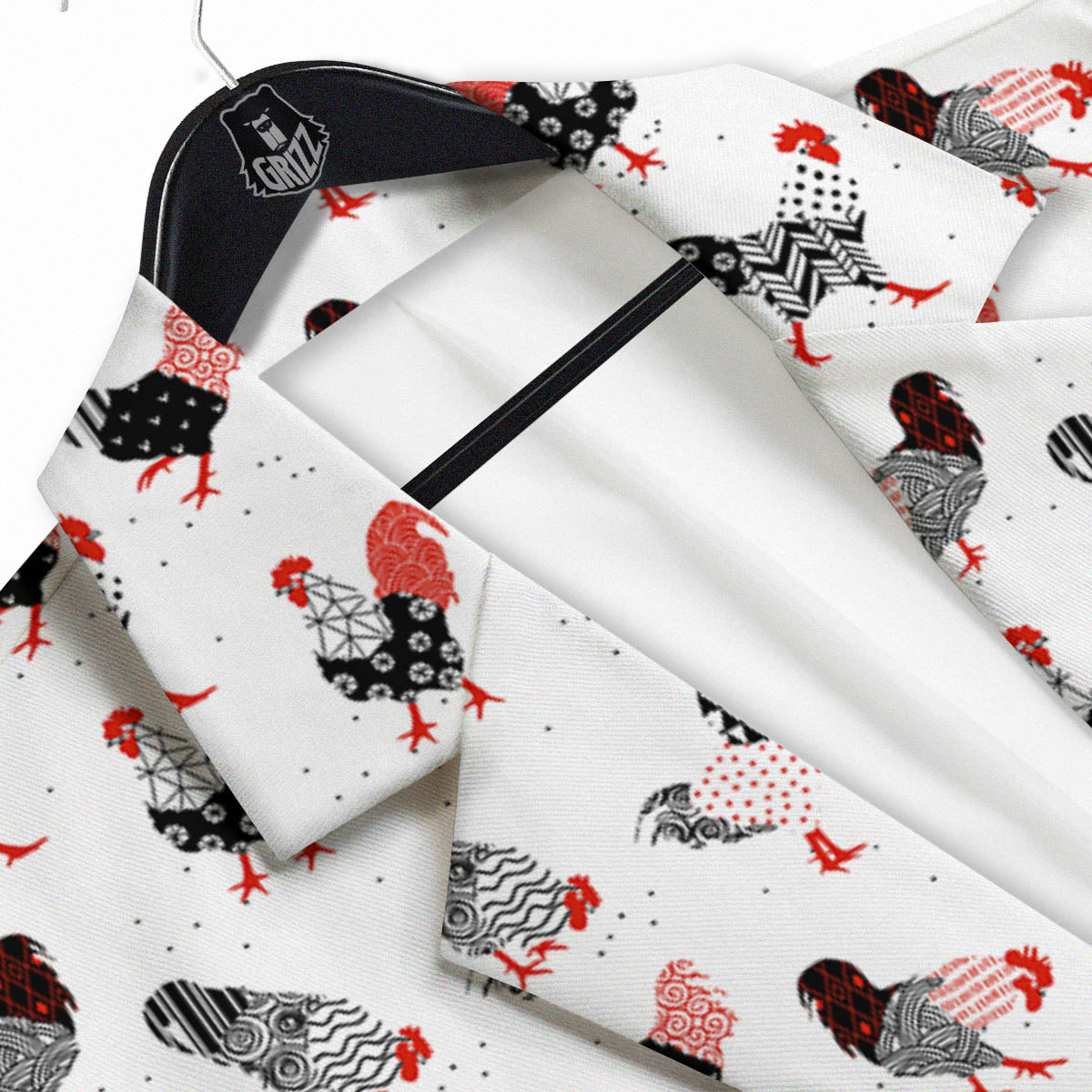 Rooster Chinese Print Pattern Men's Sport Coat-grizzshop