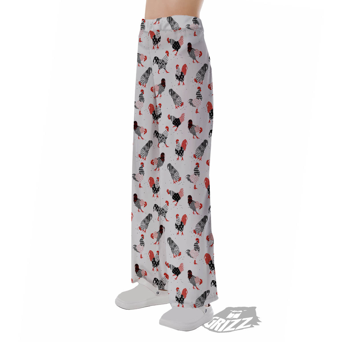 Rooster Chinese Print Pattern Pajama Pants-grizzshop