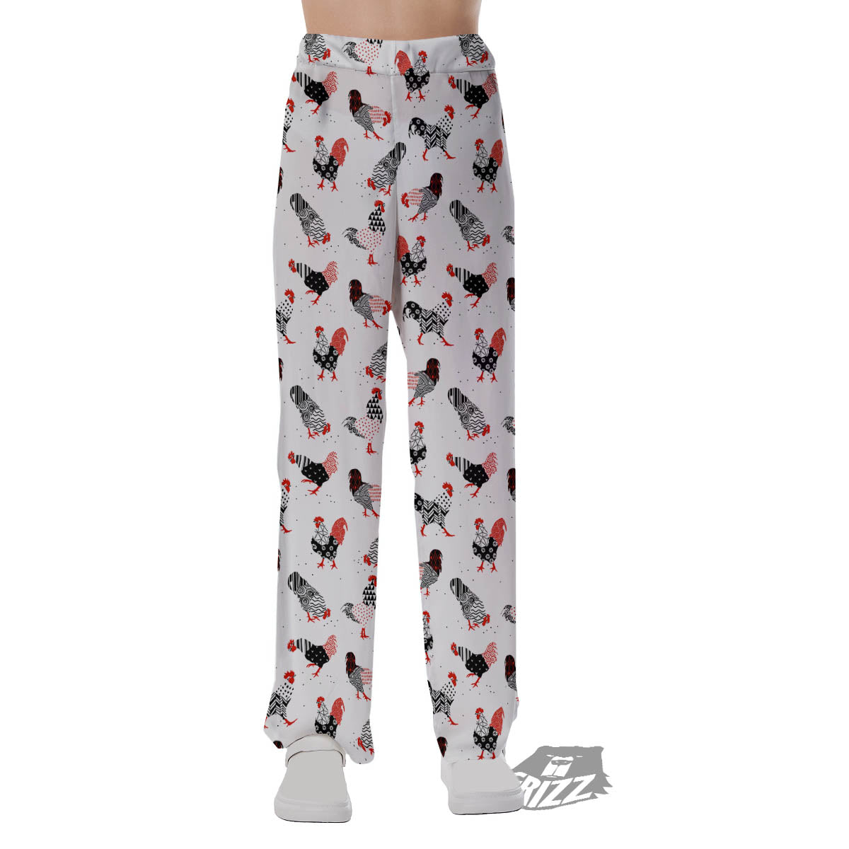 Rooster Chinese Print Pattern Pajama Pants-grizzshop