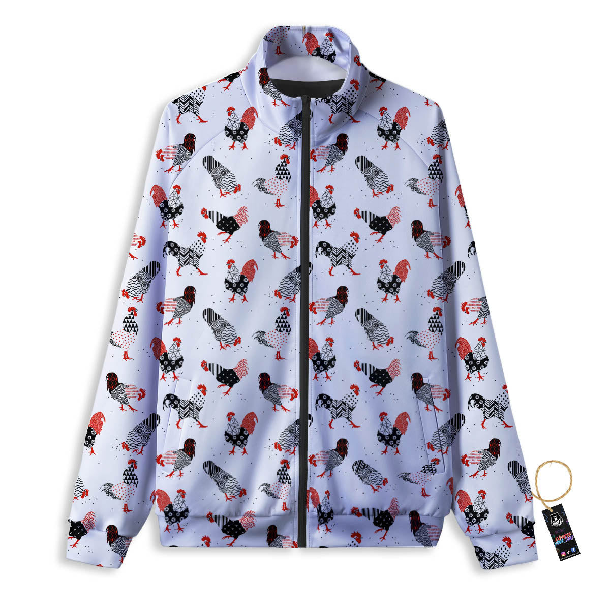 Rooster Chinese Print Pattern Track Jacket-grizzshop