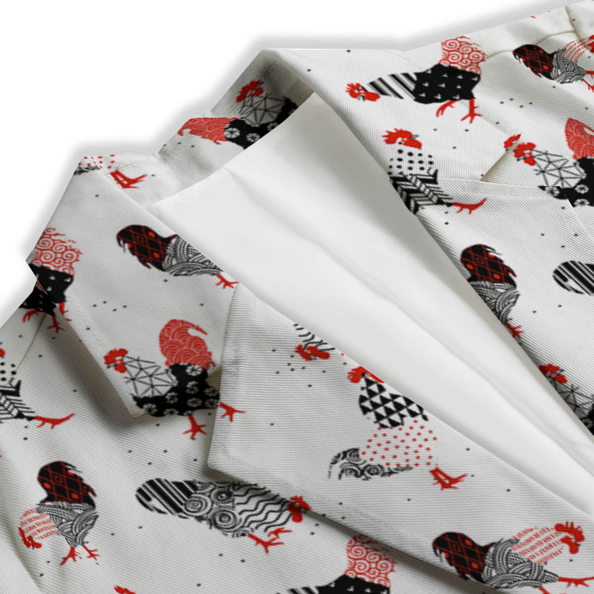 Rooster Chinese Print Pattern Women's Blazer-grizzshop