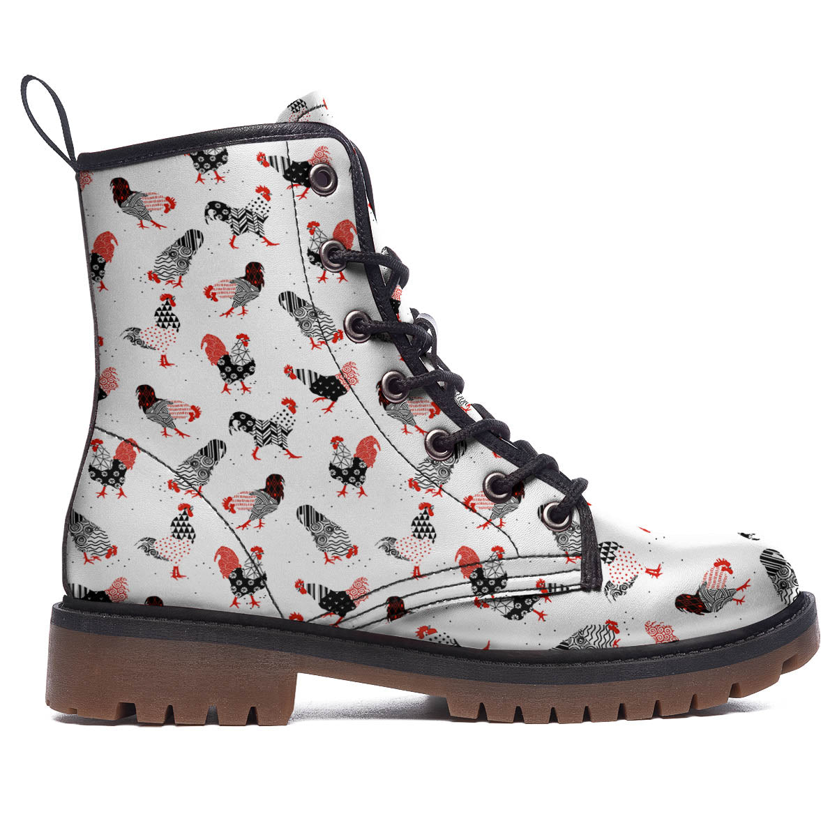 Rooster Chinese Print Pattern Work Boots-grizzshop
