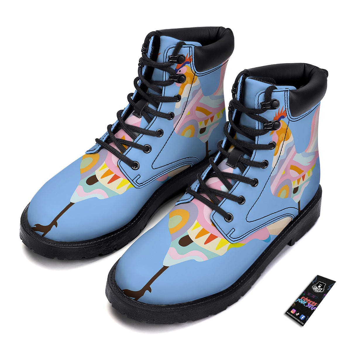Rooster Colorful Print Boots-grizzshop