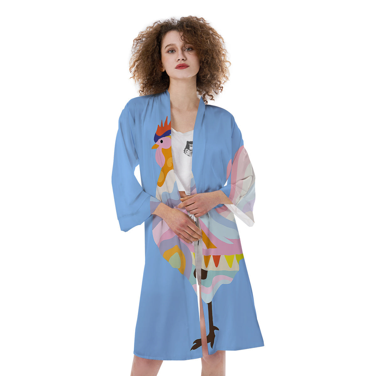 Rooster Colorful Print Kimono-grizzshop