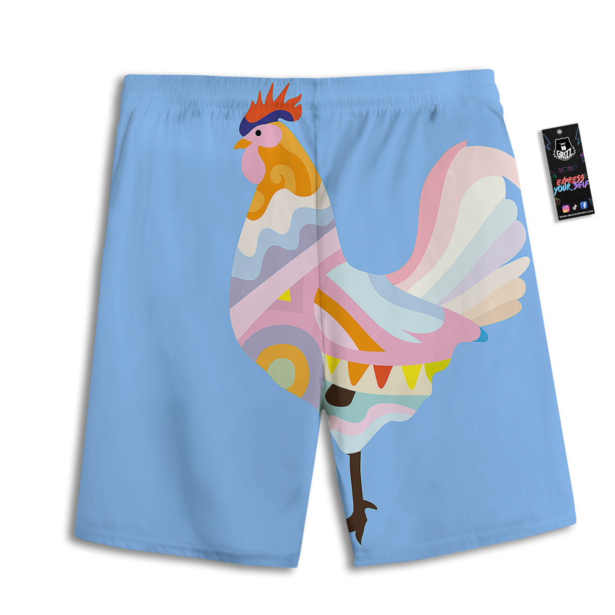 Rooster Colorful Print Men's Athletic Shorts