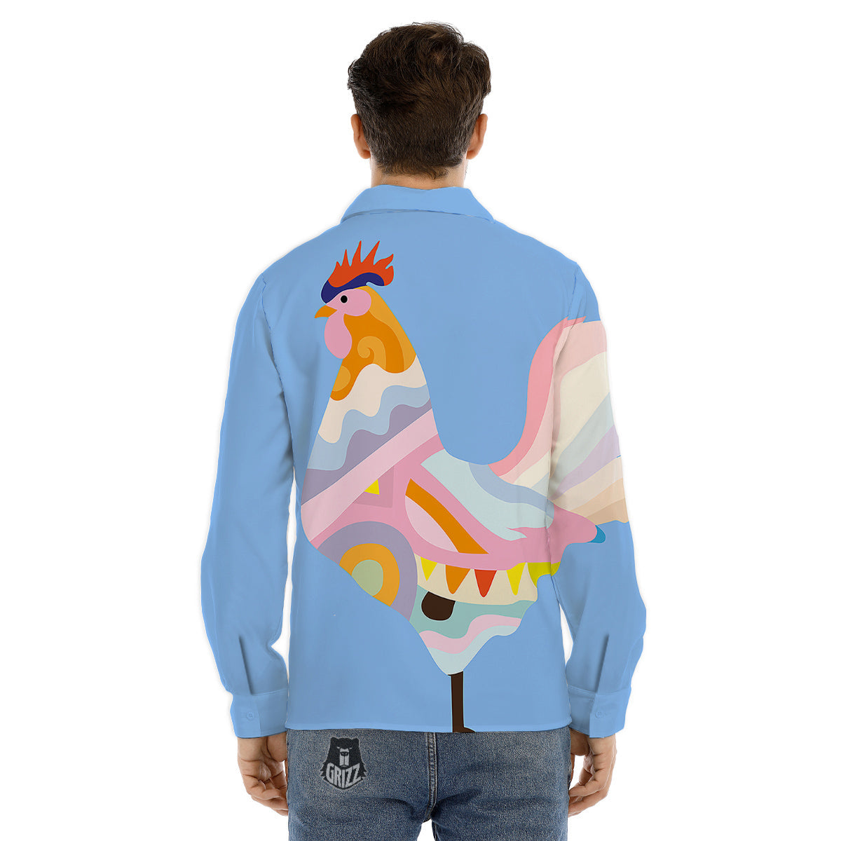 Rooster Colorful Print Men's Dress Shirts-grizzshop