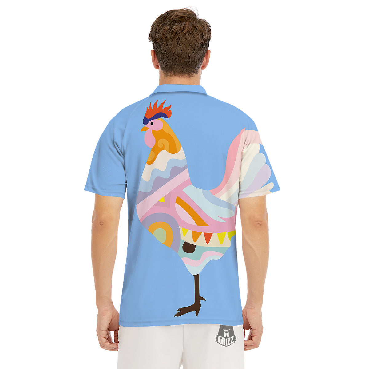 Rooster Colorful Print Men's Golf Shirts-grizzshop