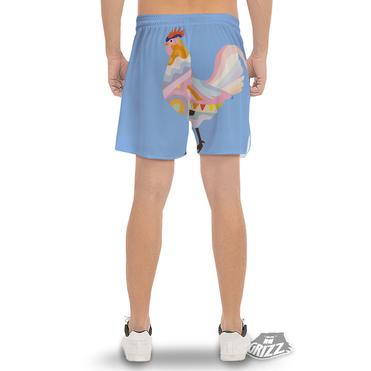 Rooster Colorful Print Men's Gym Shorts-grizzshop