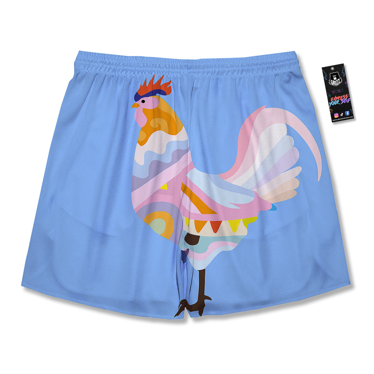 Rooster Colorful Print Men's Running Shorts-grizzshop