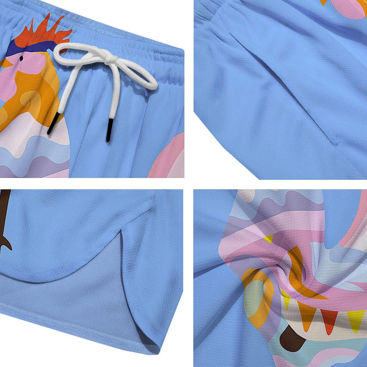 Rooster Colorful Print Men's Running Shorts-grizzshop