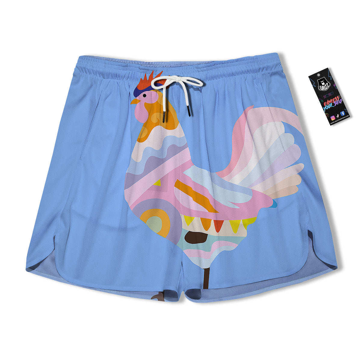 Rooster Colorful Print Men's Running Shorts-grizzshop