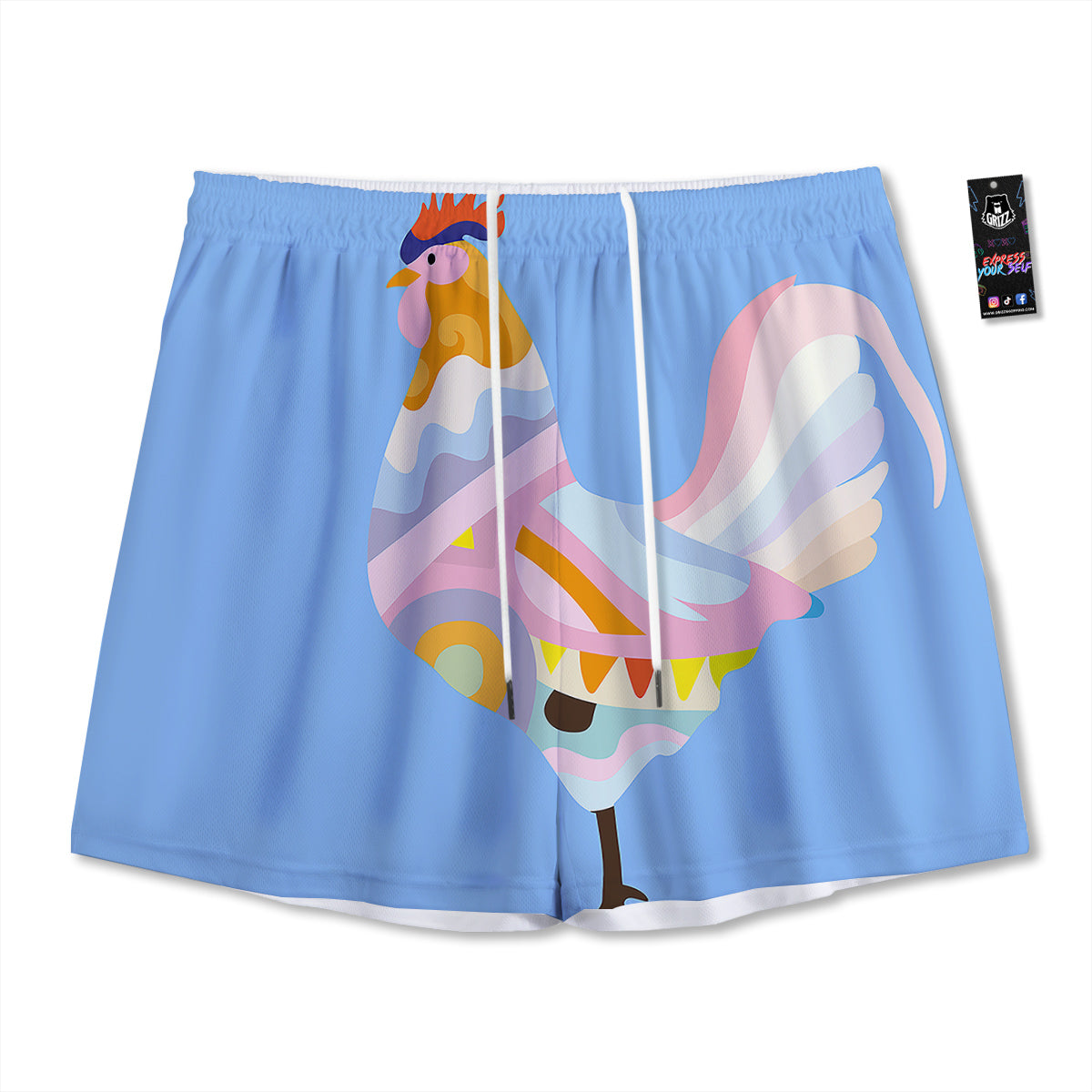 Prehistoric Plants And Dinosaur Print Mesh Shorts