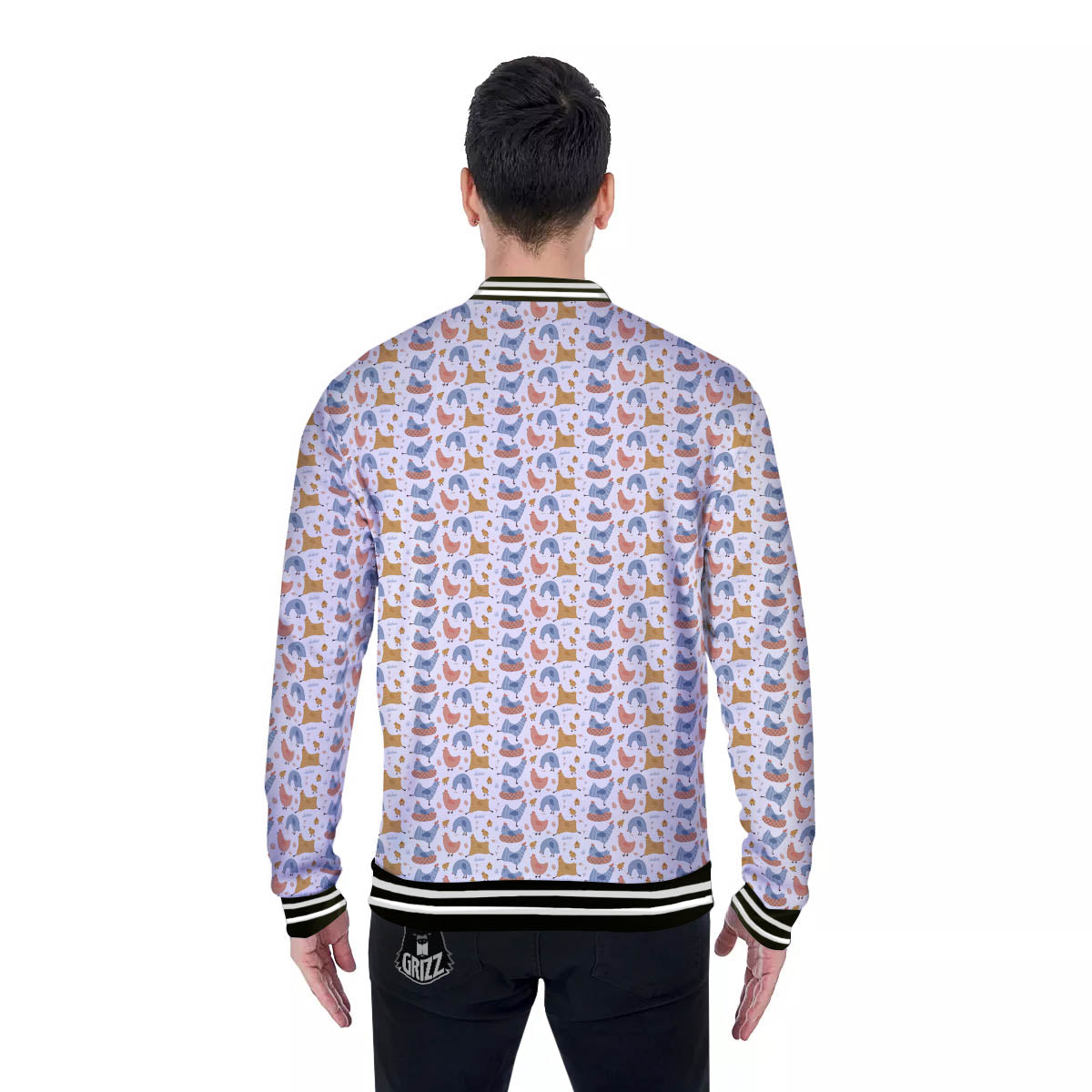 Rooster Colorful Print Pattern Baseball Jacket-grizzshop