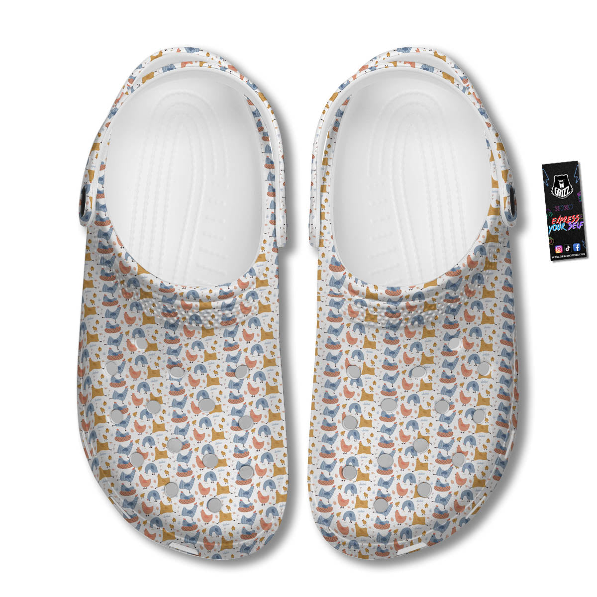 Rooster Colorful Print Pattern Clog-grizzshop