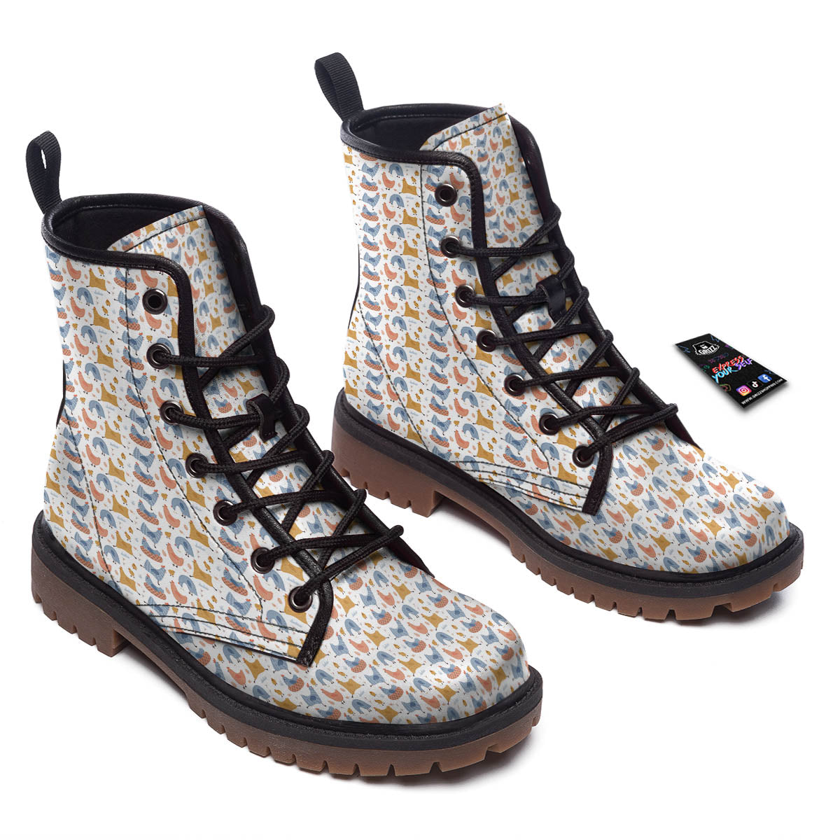 Rooster Colorful Print Pattern Work Boots-grizzshop