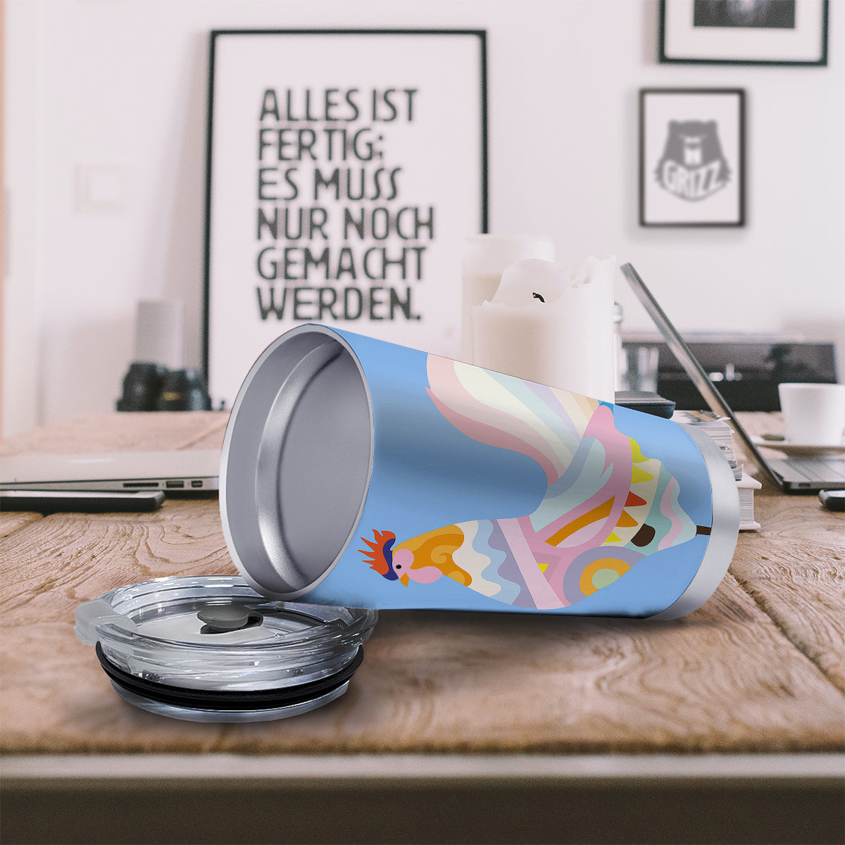Rooster Colorful Print Tumbler-grizzshop