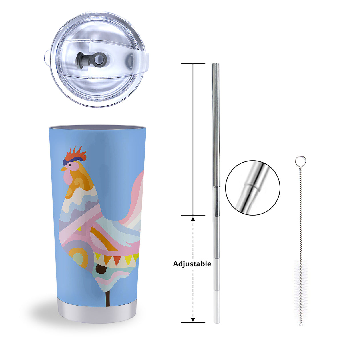 Rooster Colorful Print Tumbler-grizzshop