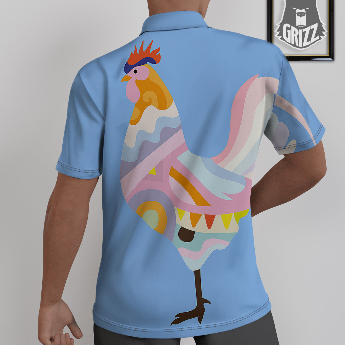 Rooster Colorful Print Untucked Shirts-grizzshop
