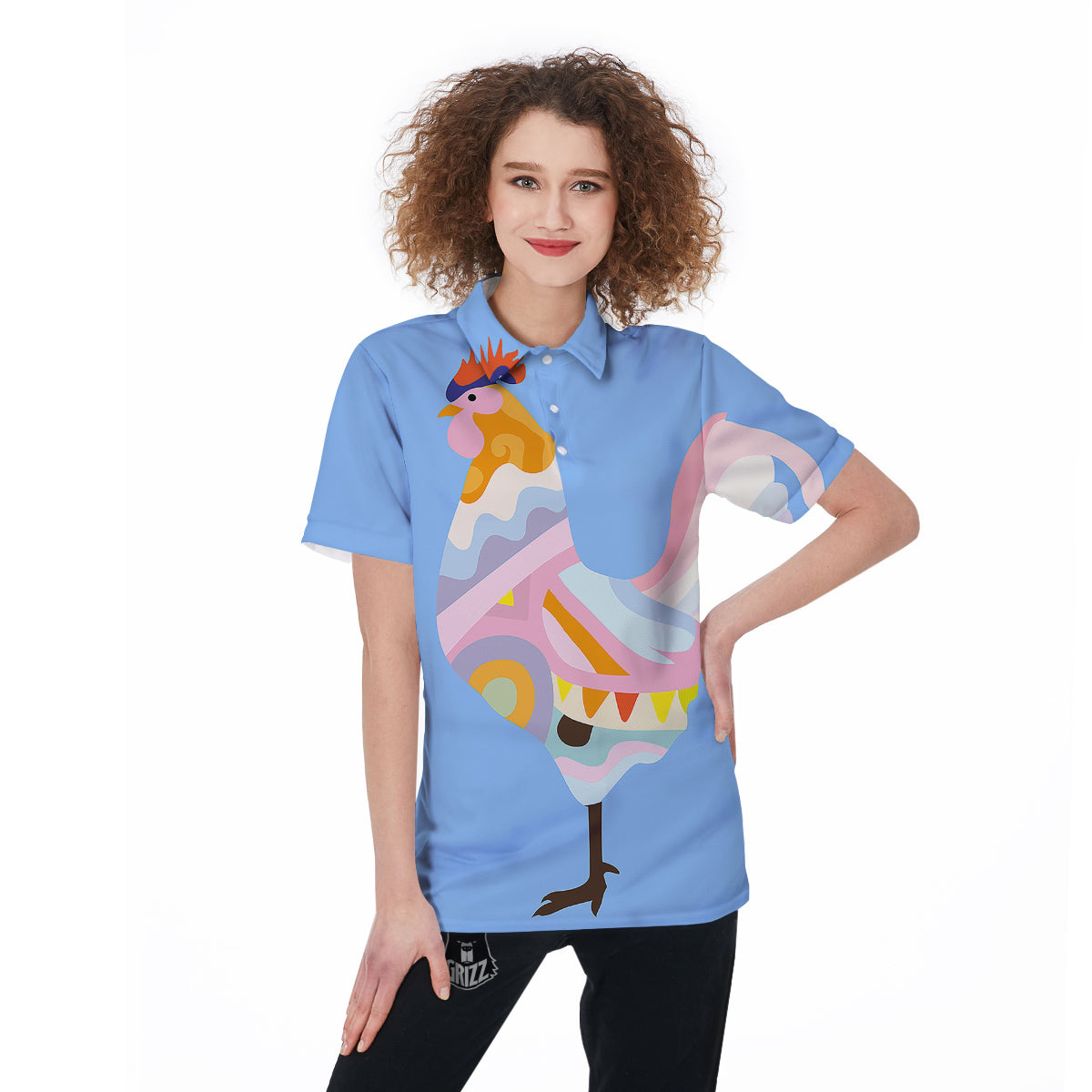 Rooster Colorful Print Women's Golf Shirts-grizzshop