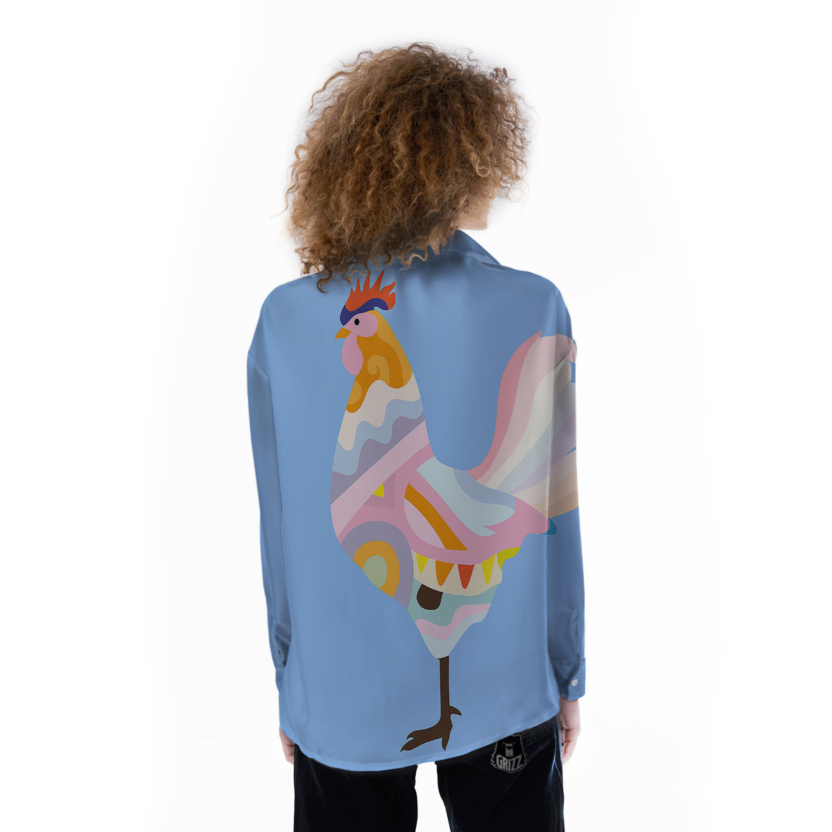 Rooster Colorful Print Women's Long Sleeve Shirts-grizzshop