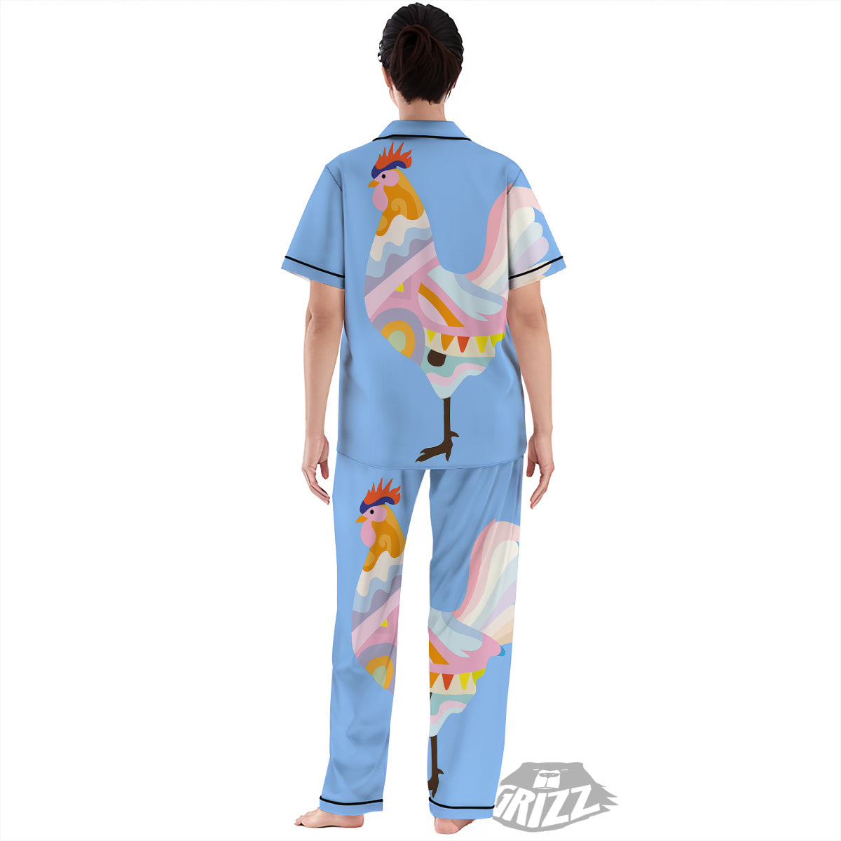 Rooster Colorful Print Women's Pajamas Set-grizzshop