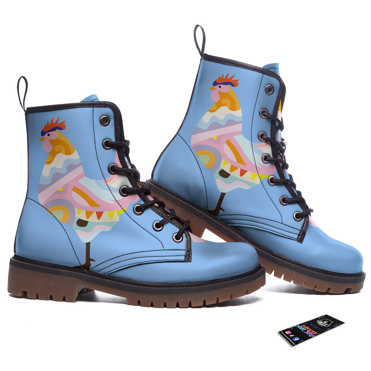 Rooster Colorful Print Work Boots-grizzshop