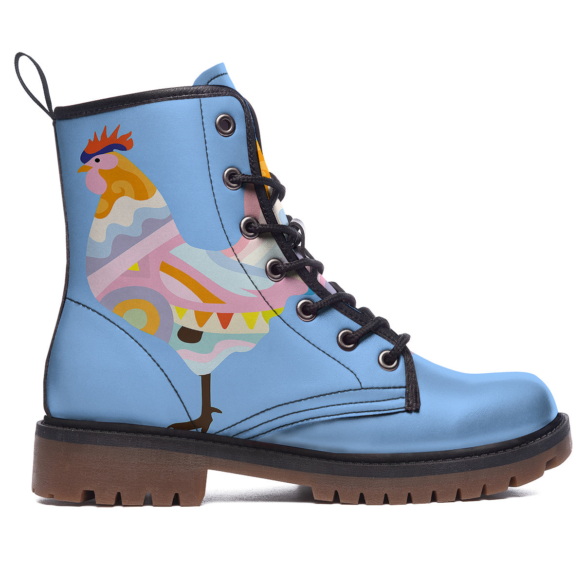Rooster Colorful Print Work Boots-grizzshop