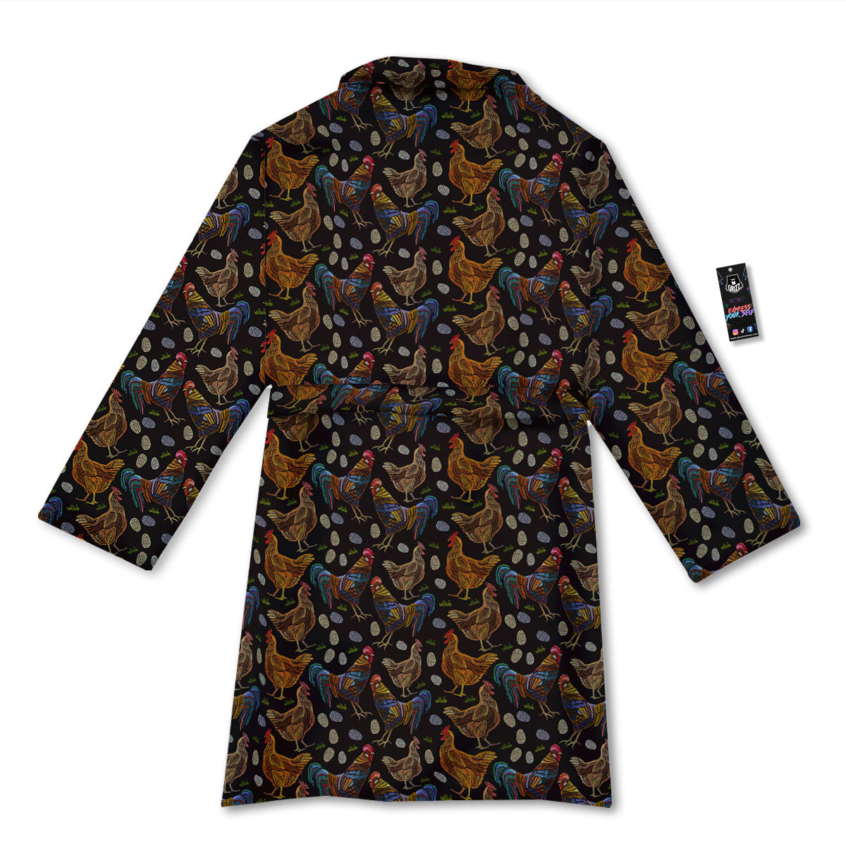 Rooster Embroidery Print Pattern Bathrobe-grizzshop
