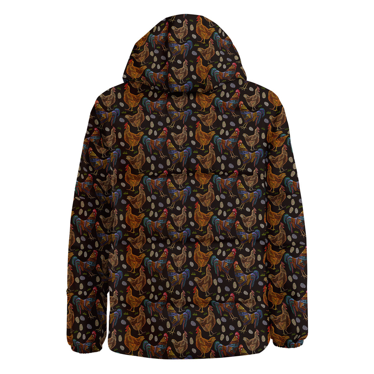 Rooster Embroidery Print Pattern Down Jacket-grizzshop