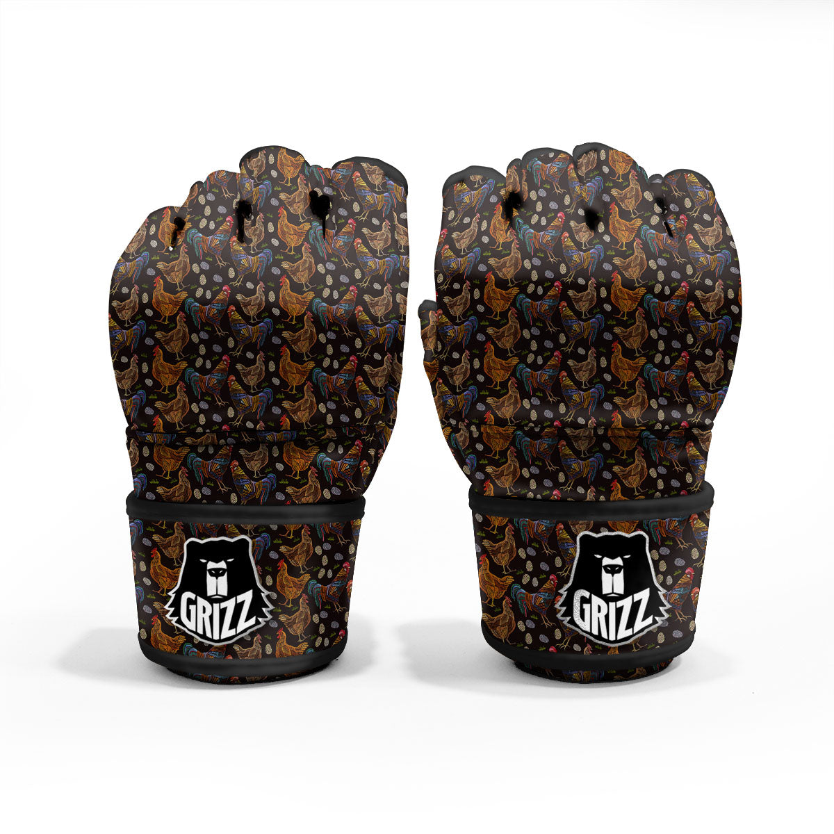 Rooster Embroidery Print Pattern MMA Gloves-grizzshop
